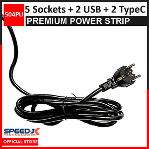 Speed-X Multi Power Plug Extension Board with 5 Sockets+ 2 USB Ports + 2 Type-C Port