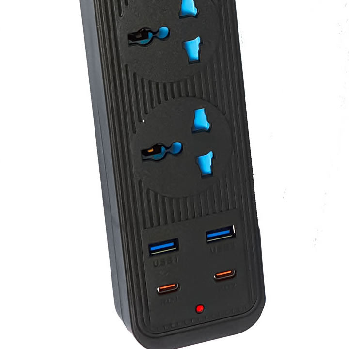 Speed-X Multi Power Plug Extension Board with 5 Sockets+ 2 USB Ports + 2 Type-C Port