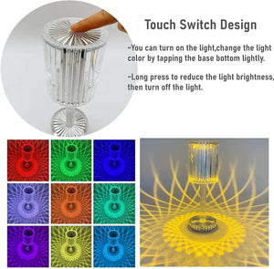 Diamond Table Lamp Touch and Remote Control 16 Color USB Rechargable